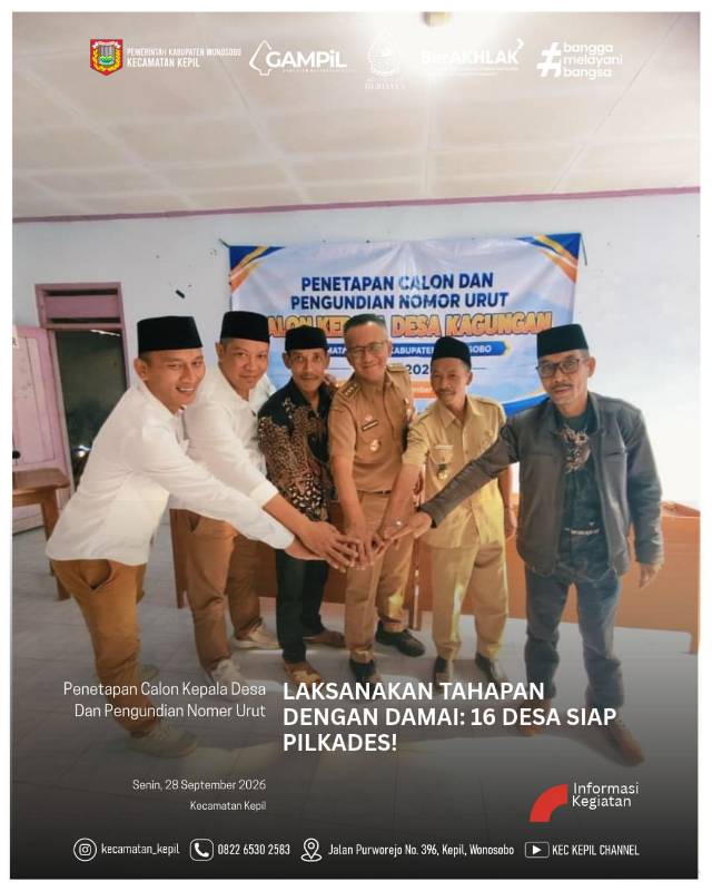 Penetapan dan Pengundian Nomor Urut Calon Kepala Desa di Kecamatan Kepil Berjalan Lancar dan Kondusif